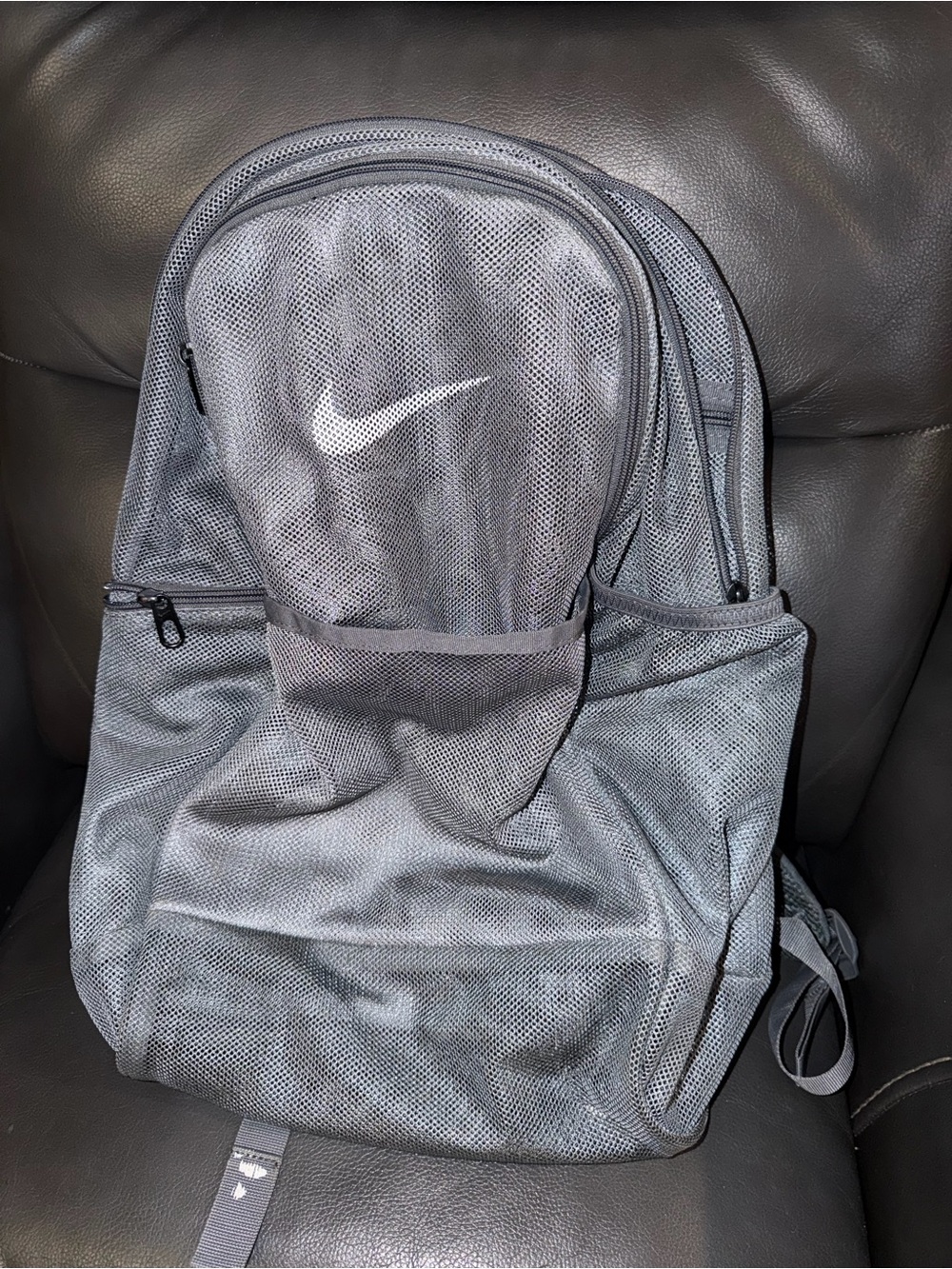 Nike Gray Mesh Men's Backpack with Swoosh Logo Brand New